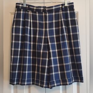 Vintage Talbots 100% Worsted Wool Plaid Pleated High Rise Culottes Shorts Sz 16P